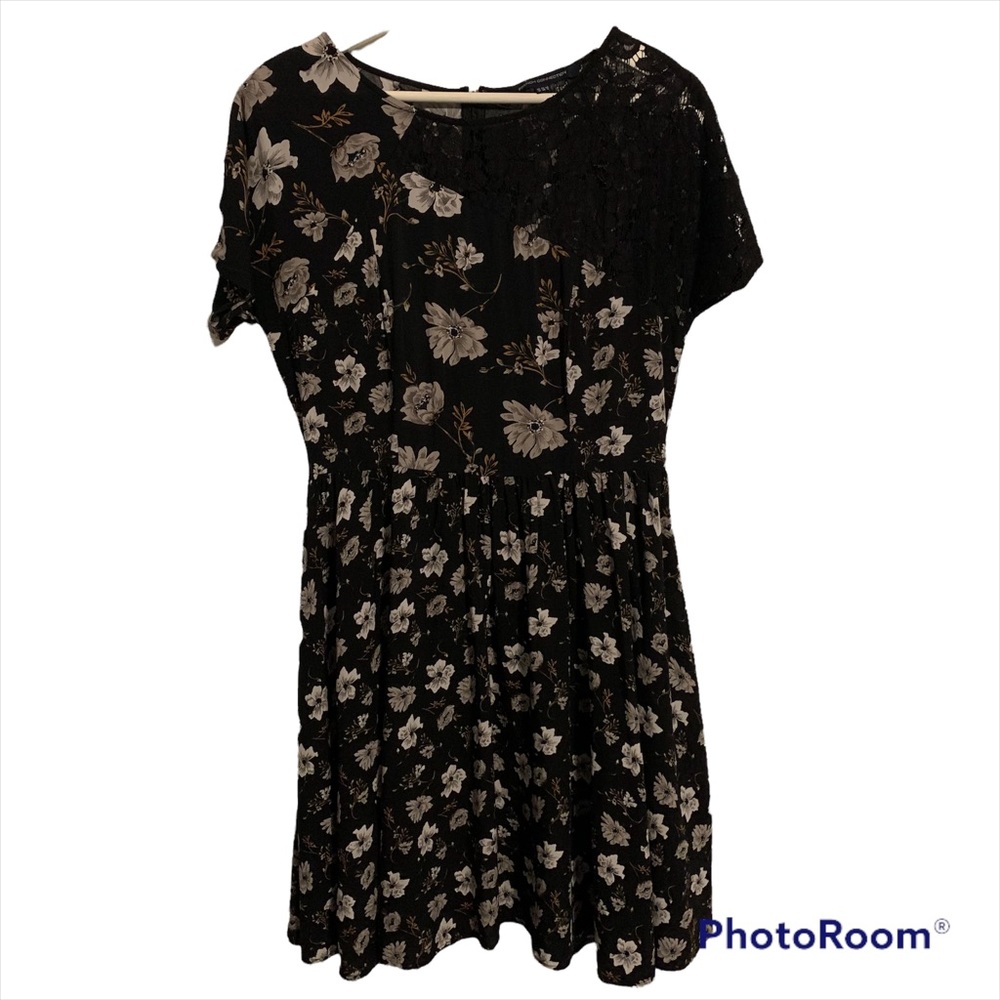 French Connection 6 babydoll short sleeve mini dress floral lace career date